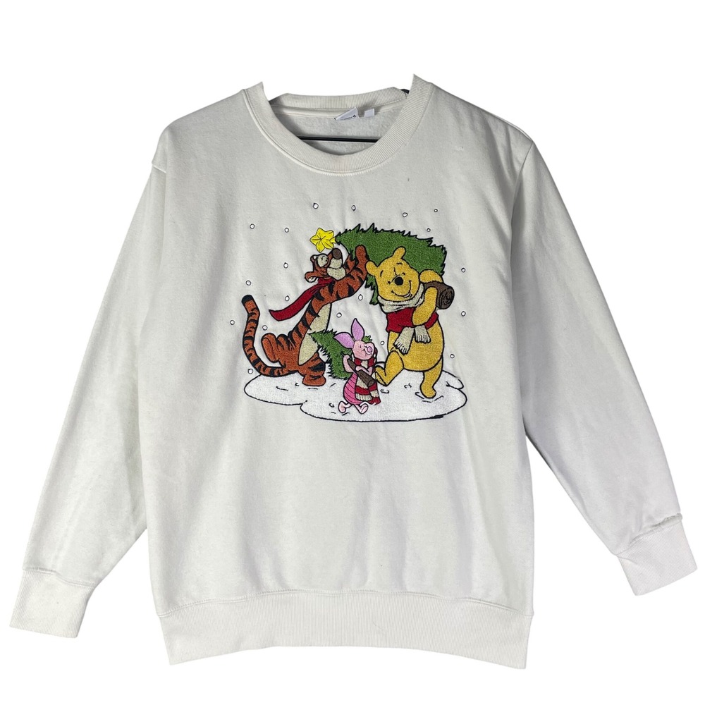 Winnie the Pooh Christmas Sweatshirt Womens Small Disney Tigger Piglet